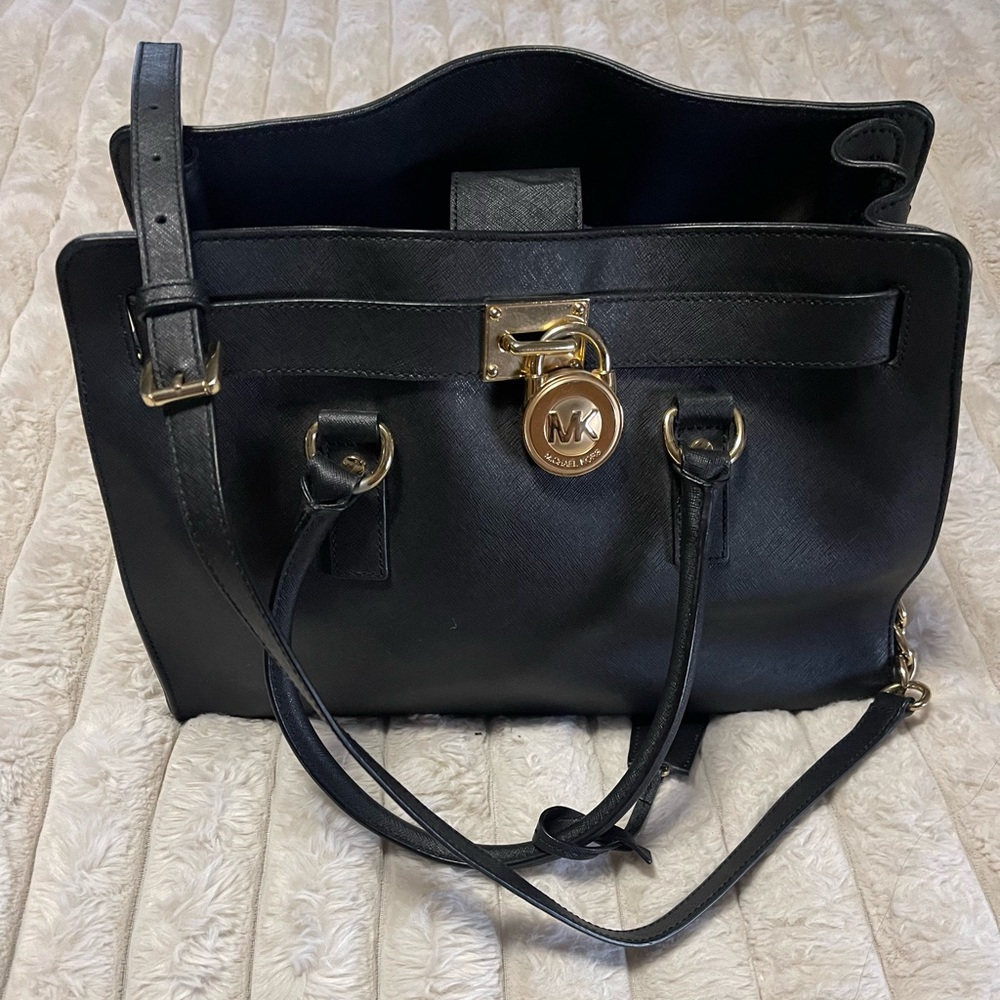 Michael Kors • Black Hamilton Saffiano Leather Satchel